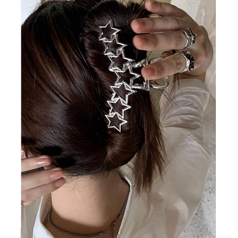 Metal Hollow Out Circle Love Heart Star Big Shark Clip for Women Girl Daily Jewelry Autumn Winter Headdress